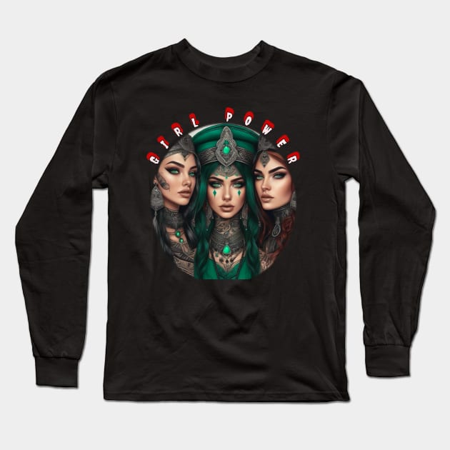 Girl power in green Long Sleeve T-Shirt by sailorsam1805